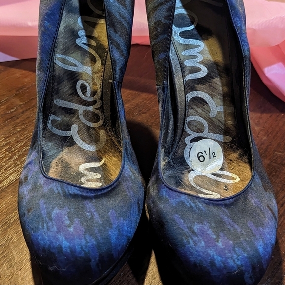 Sam Edelman Ulysa Platform Pump Heels In Midnight Blue Purple Green Size 6.5 - Picture 1 of 8